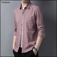 thumbnail image 4 of Taoboo 2022 Nueva camisa de cuadros para hombre de negocios 100% algodón de manga larga ropa informal para hombre Camisa de estilo simple de alta calidad de corte entallado, 4 of 4