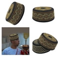 thumbnail image 2 of ZPAQI Islamic Turkish Caps Round Jewish Hats Indian Cotton Turban Hat Prayer Hat, 2 of 9