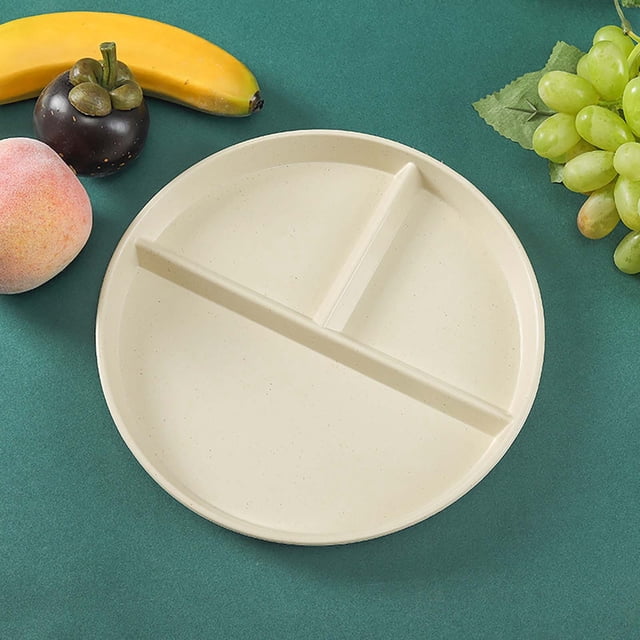 Hbdhejl Three Grid Fat Reducing Meal Plate Wheat Straw Anti Fall Household Plate 3 Grid Plate Simple Special Plate Kid Plate