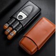 thumbnail image 3 of Lishi Travel Leather Cigar Case and Humidor for 3 Cigars with Cutter, 3 of 5