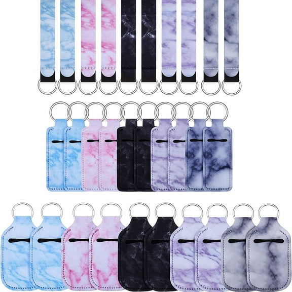 30Pcs Marble Style Keychain Holders Set, Keychain Wristlet Lanyards and Lipstick Holder Keychain