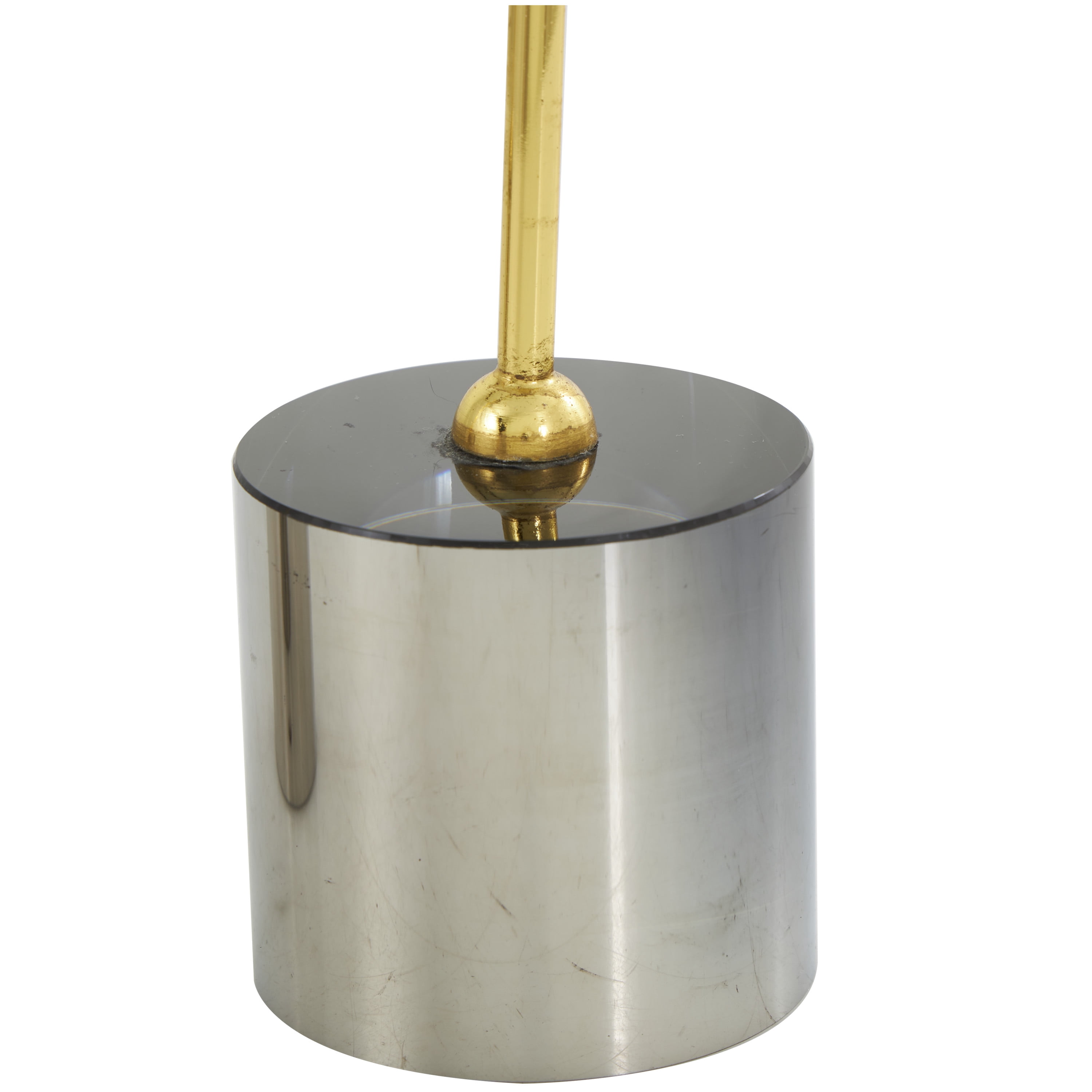 20", 16"H Silver Glass Round Hoop Geometric Sculpture with Gold Stands and Clear Cylinder Bases, by DecMode (2 Count)