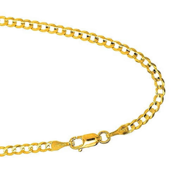 JewelStop 10k Solid Yellow Gold 4.7 mm Comfort Curb Bracelet, Lobster Claw Clasp- 8 Inches, 4.5gr.