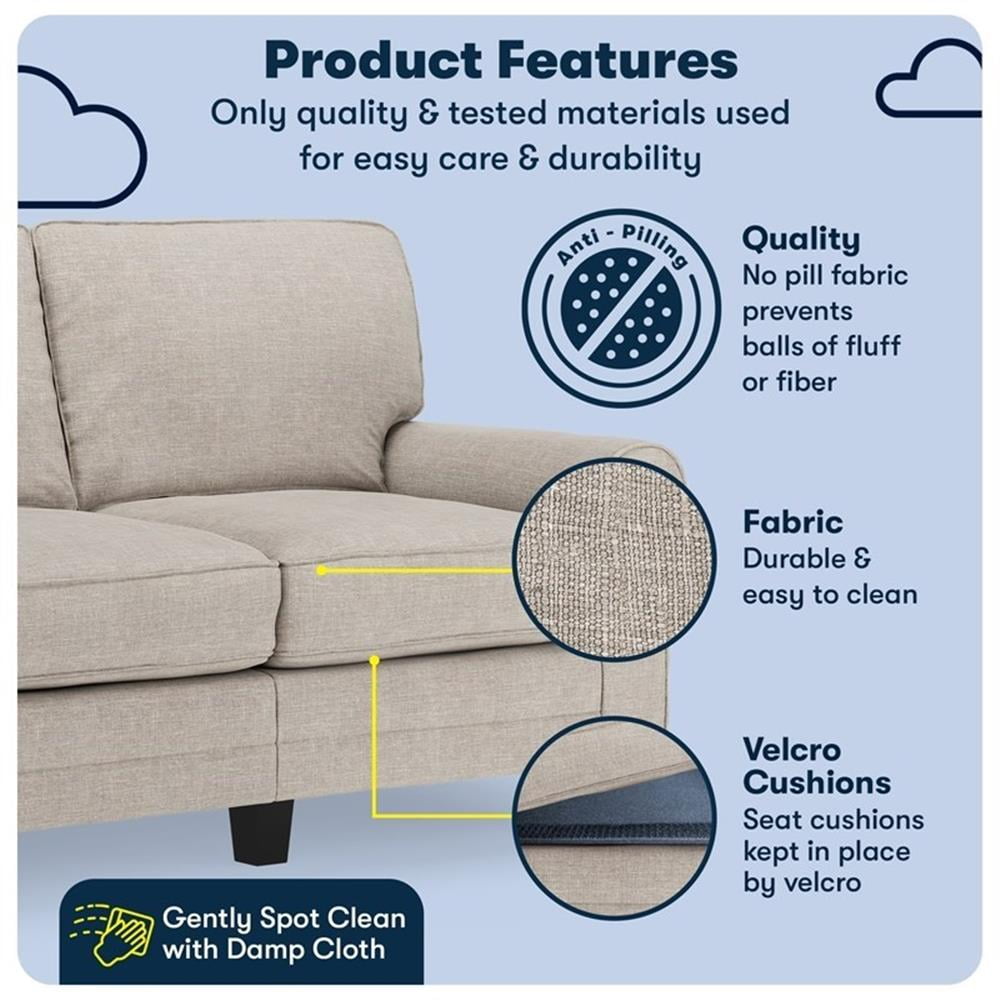 Bowery Hill 61" Rolled Arm Loveseat Sofa with Removable Covers Light Gray