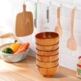 thumbnail image 3 of 6 Pcs Wood Bowls Serving Tableware For Rice, Soup, Dip, Coffee, Tea, Decoration Wooden Salad Bowl K, 3 of 5