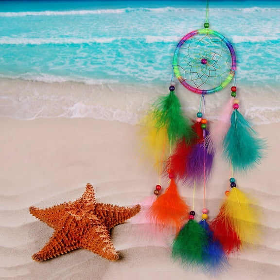 Augper Clearance Dream Catcher Decor, Colorfull Bohemian Dream Catchers with Feather, Handmade Home Hanging Craft Traditional Circular Net for Bedroom Wall Decoration Gifts