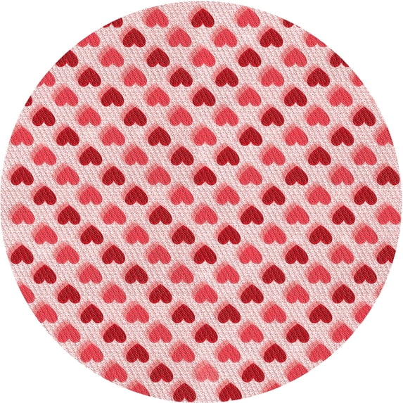 Ahgly Company Machine Washable Indoor Round Transitional Deep Rose Pink Area Rugs, 3' Round