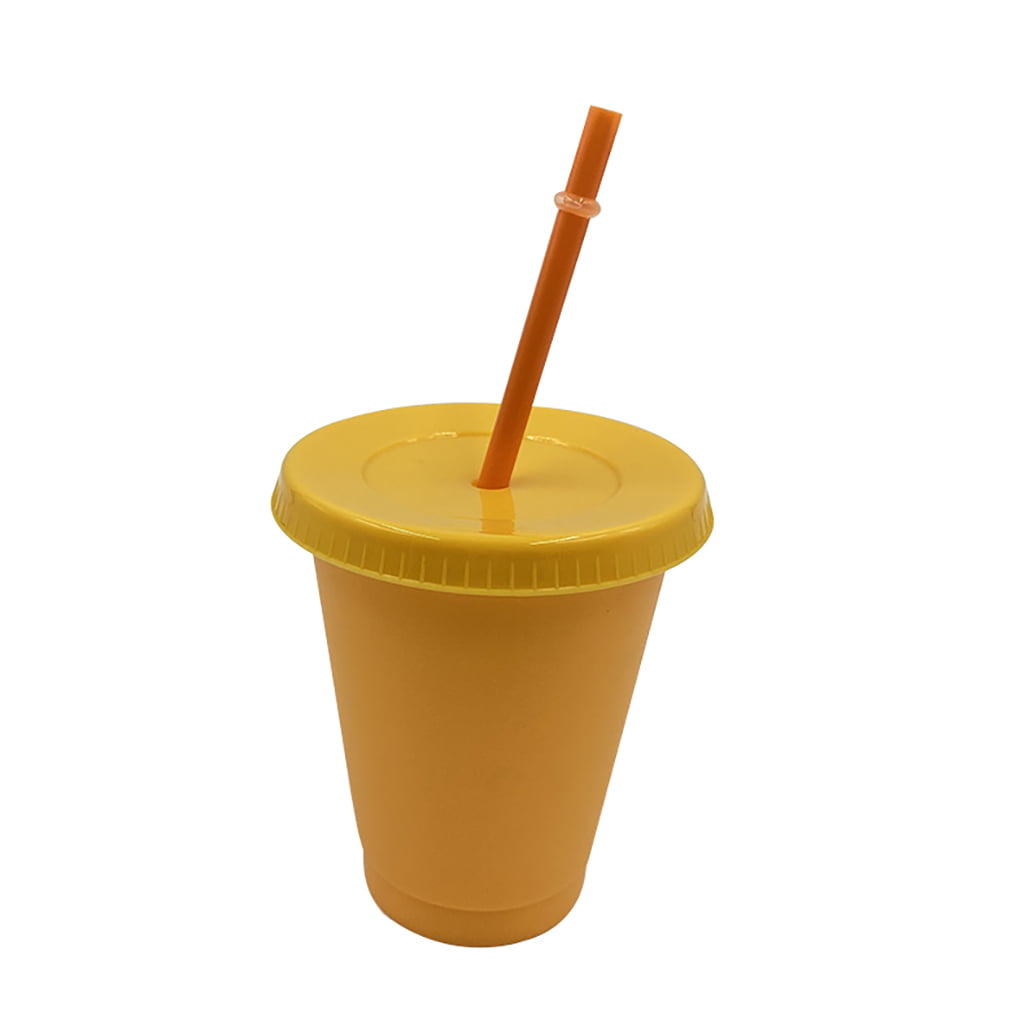 4 Drinking Cup With Lid & Straw Plastic Milkshake Slush Juice 400ml Smiley Face 