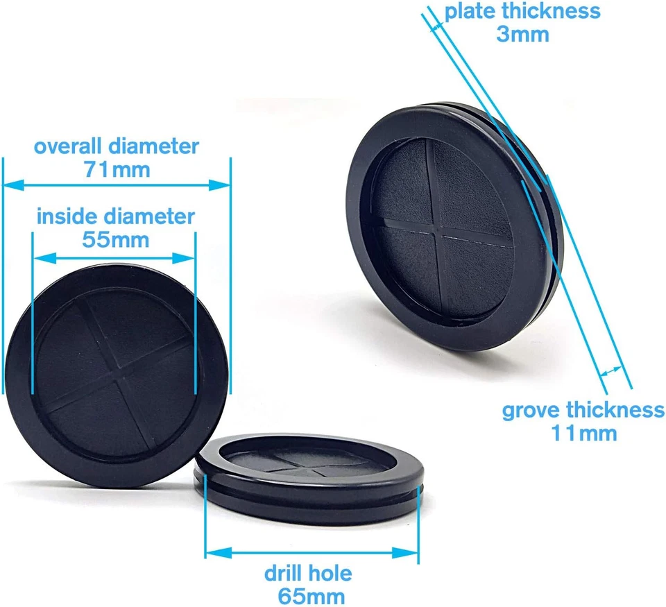 CIRCLE- 2-1/8 Id 2-1/2 Drill Hole Rubber Grommets Firewall Hole Plugs Wire Protection(