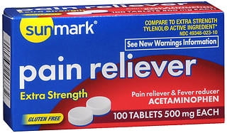 Sunmark Extra Strength Pain Reliever Tablets, 500 mg, 100 Count
