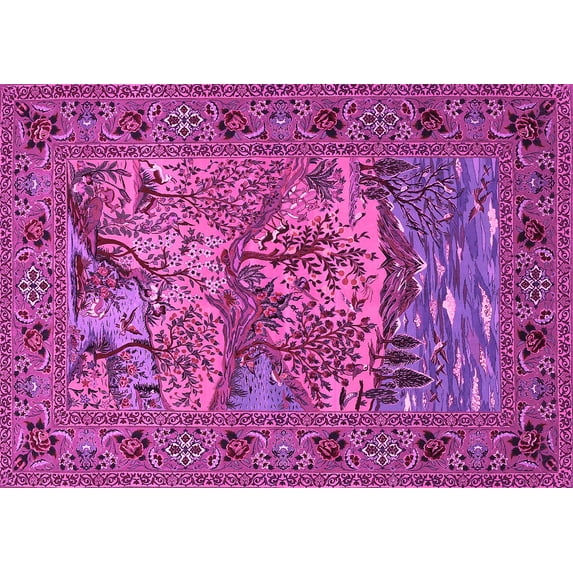 Ahgly Company Indoor Rectangle Animal Pink Traditional Area Rugs, 2' x 4'