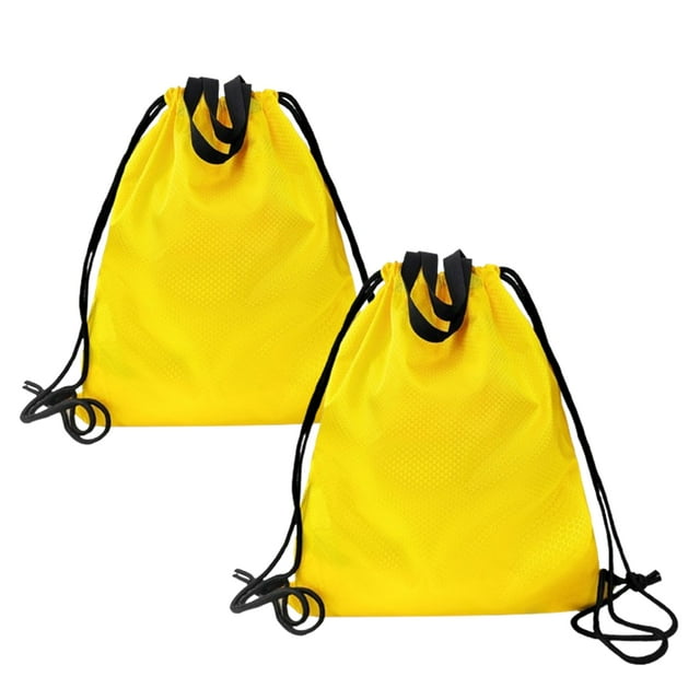 Djiypn Drawstring Backpack Sports Water Resistant String Bag Sport Gym Sackpack for Women Men Large with Handle, Yellow