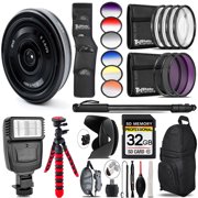 Sony E 20mm f/2.8 Lens + Flash + Color Filter Set - 32GB Accessory Kit (International Version)