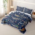 thumbnail image 3 of meiyoeat Watercolor Ocean Coral Twin Quilt Set For Boys,Cute Sea Animal Shark Twin Coverlet Set For Kids,2-Piece, 3 of 7