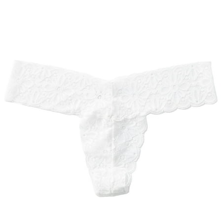 

YXGla Women Panties Lace Solid Color Quick-drying Intimacy Stretchy Thin Flower Edge Low Waist Breathable Lady G-string Daily Clothes