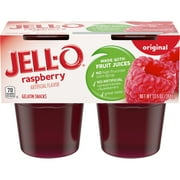 Jell-O Original Raspberry Ready-to-Eat Jello Cups Gelatin Snack, 4 ct Cups