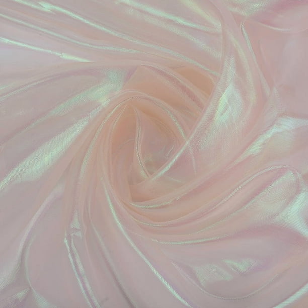 XmhyTop-A Tela de organza iridiscente holográfica arcoíris de 1 yarda, tela decorativa brillante con degradado transparente, 150 cm de ancho, para vestidos, fiestas y bodas, beige