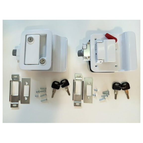 Pair Travel Trailer Locks, Polar White Keyed Alike