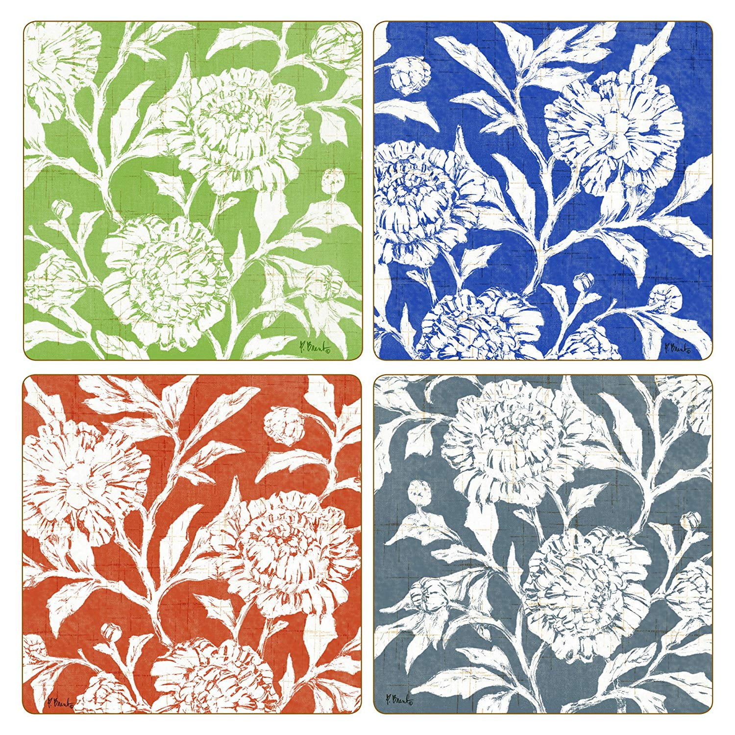 Set of 4 Jardin Floral CoasterStone AS10025 Absorbent Coasters 4-1/4-Inch,Jardin Floral Set of 4 Jardin Floral CoasterStone AS10025 Absorbent Coasters 4-1/4-Inch,Jardin Floral