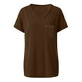 thumbnail image 6 of Posijego Women's 2024 Summer Tops V Neck Short Sleeve T Shirts Solid Color Loose Basic Tees Shirt for Women, 6 of 7