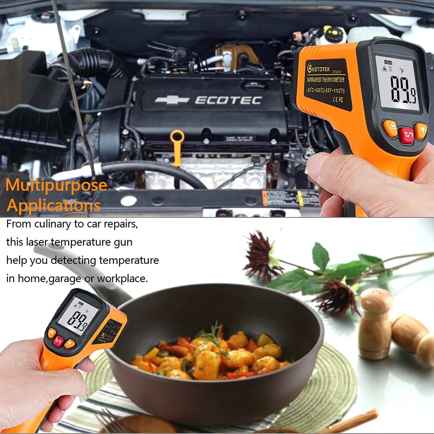 Digital Infrared Thermometer, No Touch Digital Laser Temperature Gun