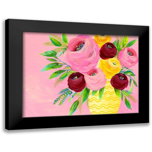 Moore, Regina 24x19 Black Modern Framed Museum Art Print Titled - Pink Garden Flowers II