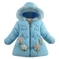 thumbnail image 2 of Hicidod Winter Jacket for Girls Fleece Line Hooded Fur Trim Down Coats Padded Widproof Warm Fashion Solid Color Outwear, 2 of 4
