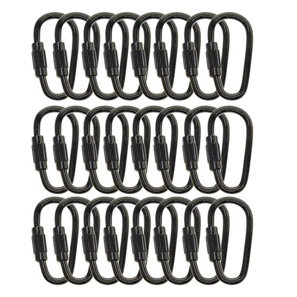 Anillo Mosquetón de Bloqueo Bewildely 24 Piezas Llavero Mini Ganchos Mosquetones Clips Negro