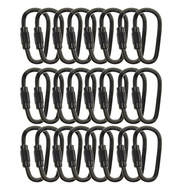D anillo de bloqueo Mosquetón Llavero Mini ganchos Cerradura de primavera Escalada Carabiners Clips Titular Regalos para viajar Black 24 Packs Methold HA010943-03