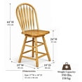thumbnail image 3 of Sunset Trading Oak Selections 24" Swivel Barstool/Counter Stool Solid Wood, 3 of 7
