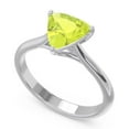 thumbnail image 2 of Diamond-Capitals 2.00 Carat Trillion Cut Simulated Peridot Gemstone Womens Beautiful Bridal Ring 18K White Gold Size 10, 2 of 7