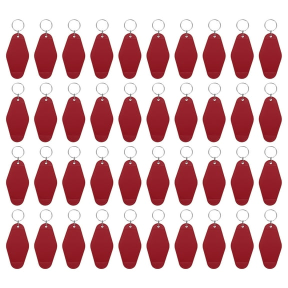 Uxcell 40Pcs Hotel Keychains Blank, Vintage Plastic Rhombus Motel Keychains Hotel Key Tags Key Rings, Dark Red