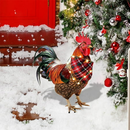

Chicken Insert Lifelike Chicks Wearing Christmas Hats Colorful Decorative Farm Easter Yard Birthday Yard Signs with for Adults Metal Cards for Throwing Flower Yard Vintage Easter Cards for Adults
