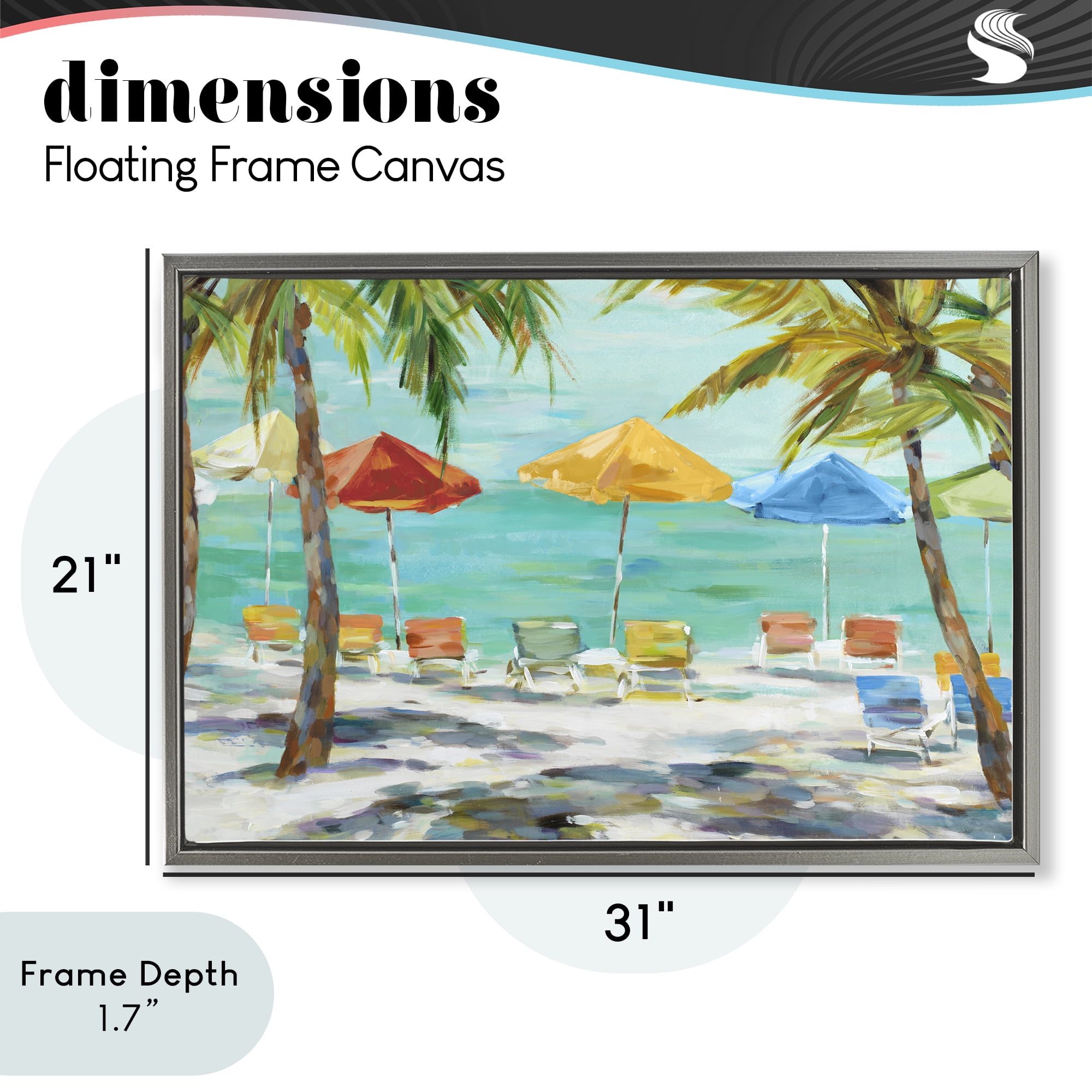 Stupell Industries Umbrellas Under the Palms Gray Framed Floater Canvas Wall Art, design by Lorenzo Collective