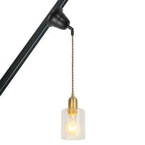 KAYYELAMP Slope Position Roof Track Light H-Type Adjusted Cord Vintage Pendant Lighting Brass Base Clear Glass Shade for Kitchen Dining Room (No Bulb, Track)