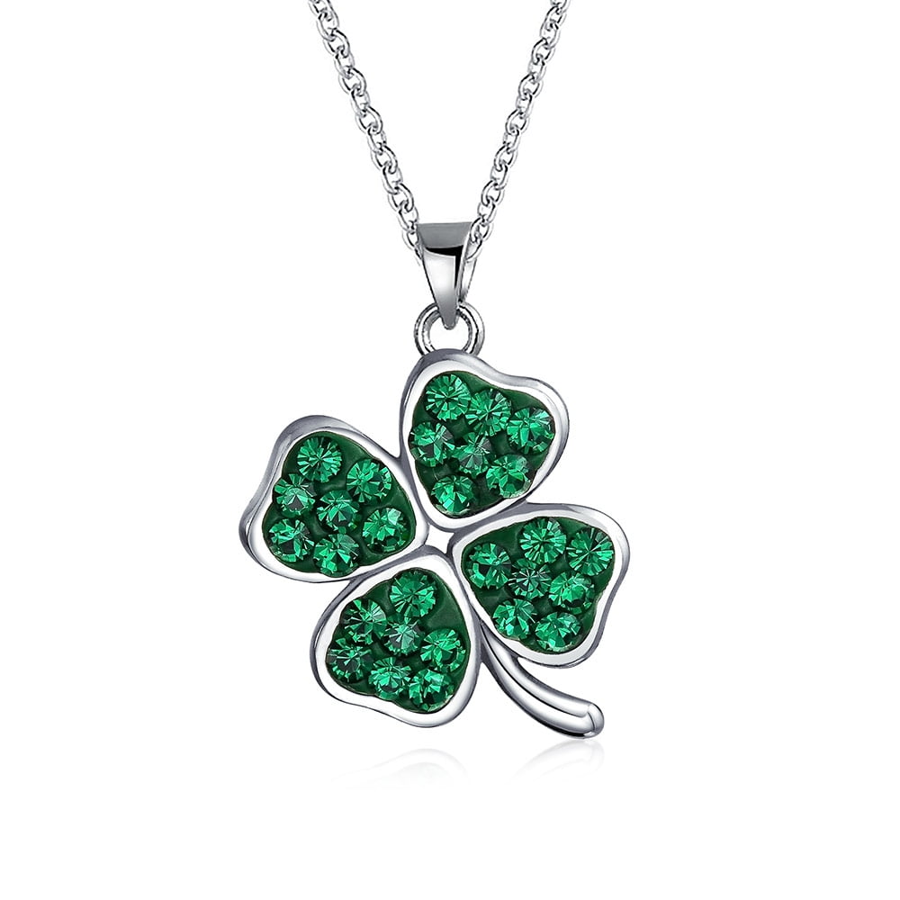 Bling Jewelry Celtic Lucky Leaf Clover Green Crystal Shamrock Irish