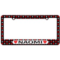 Naomi Love with Hearts License Plate Tag Frame, Multiple Colors