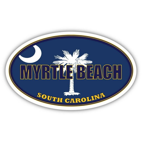 Myrtle Beach City South Carolina State Flag | SC Flag Horry County Oval State Colors Bumper Sticker Car Decal 3x5 inches