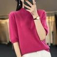 thumbnail image 2 of JUNWELL Chandail Prêt à Porter 100 % Pur pour Femmes, Col Semi-Tortue, Manches Courtes, Ample, 2 of 7