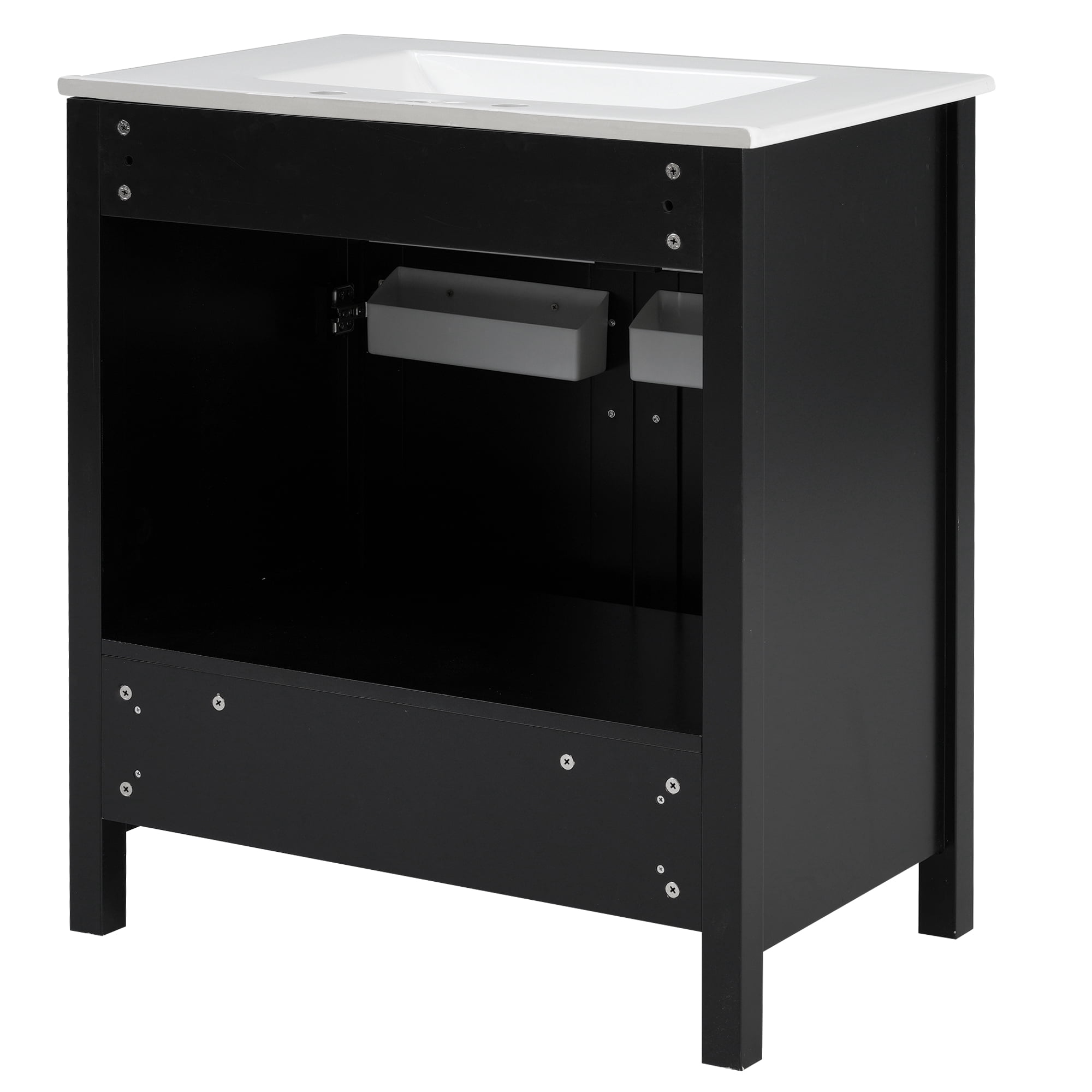 MAYEERTY 30" Black Bathroom Vanity - Ceramic Sink, Ample Storage, Modern Style for Bathroom