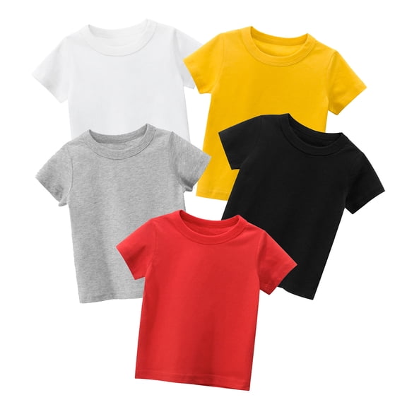 SOFTCCLO Boys T shirts Short Sleeve Crewneck Solid Color Tops Trendy Loose Sport Casual Comfortable Kids T Shirts 2-3Y