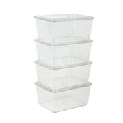 Martha Stewart Brody 4 Pack Stackable Plastic Storage Box with Lids Office Desktop Organizers, 6.75" x 5"