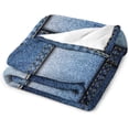 thumbnail image 5 of Patchwork of Denim Fleece Blanket Art Lightweight Cozy Warm Throw Blanket for Couch Sofa Bed for Adults Kids Teens Gift 50"x60", 5 of 6