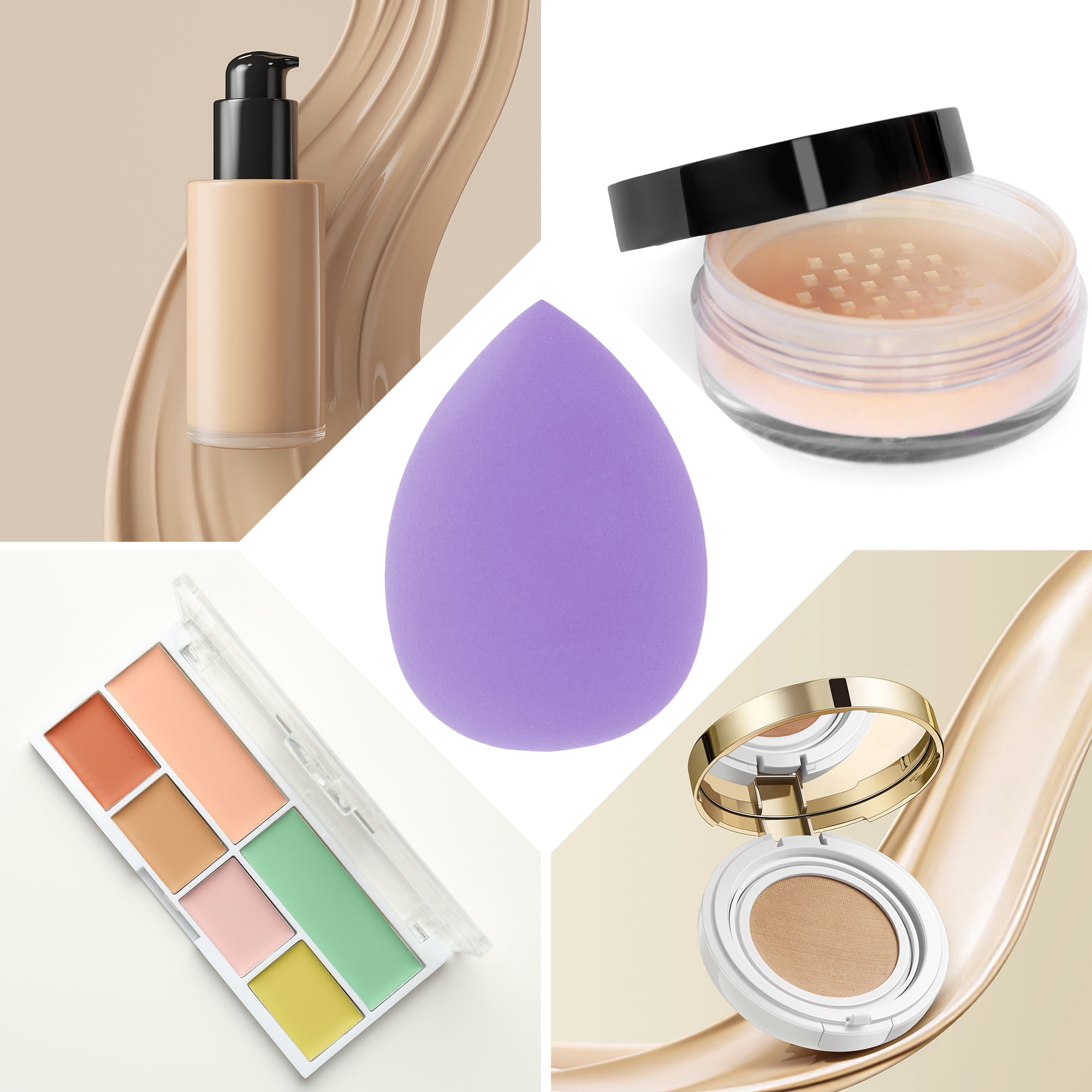 Unique Bargains 2 Pcs Portable Teardrop Face Makeup Sponge Dark Purple