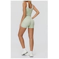 thumbnail image 4 of PISONIC Women Two Piece Workout Sets Color Block Backless Tank Top and High Waist Booty Lifting Shorts Gym Yoga Active Outfits, 4 of 7