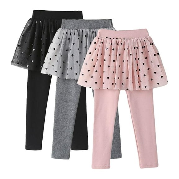 Godderr Little Girls Footless Leggings with Tutu Skirt Stretchy Kids Pantskirt Toddler Tights Pantskirt for 2-10Y