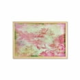 thumbnail image 1 of Flower Wall Art with Frame, Floral Design with a Grunge Style Dated Background Retro Artisan Pattern, Printed Fabric Poster for Bathroom Living Room, 35" x 23", Pink and Green, by Ambesonne, 1 of 2