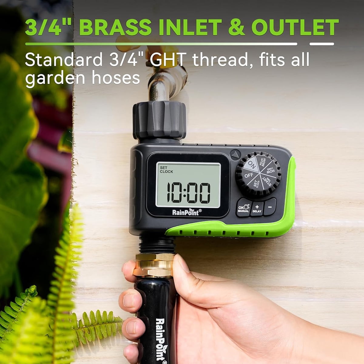 RainPoint Programmable Water 1-Zone for Outdoor, Automatic Irrigation Controller System, Sprinkler Hose Timer for Garden Yard Lawn, Watering Controller