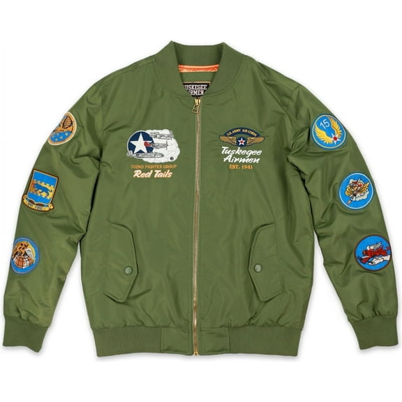Big Boy Tuskegee Airmen S5 Mens Bomber Jacket [Green - 4XL]