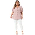 thumbnail image 3 of DARING DIVA Women's Plus Tops Scoop Neck Notch V Tie Front  Floral Summer Blouses 4X Pink, 3 of 6